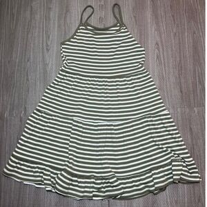 Wild Fable Womens XS Olive Green Striped Tiered Ruffle Ribbed Mini Dress